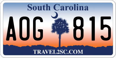 SC license plate AOG815