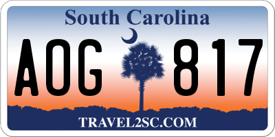 SC license plate AOG817