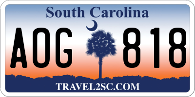 SC license plate AOG818