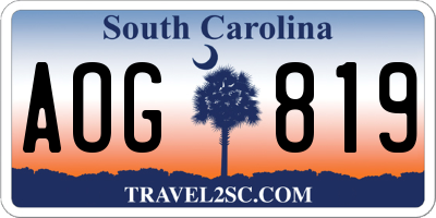 SC license plate AOG819