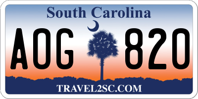 SC license plate AOG820