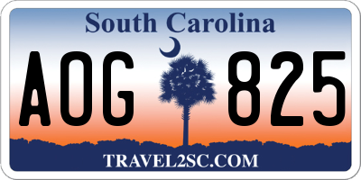 SC license plate AOG825