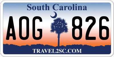 SC license plate AOG826