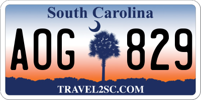 SC license plate AOG829