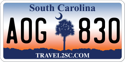 SC license plate AOG830