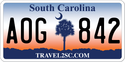 SC license plate AOG842