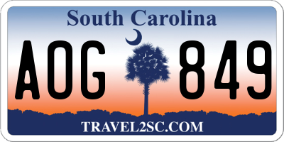 SC license plate AOG849