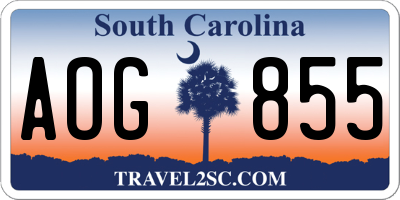 SC license plate AOG855