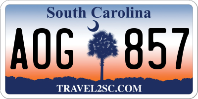 SC license plate AOG857