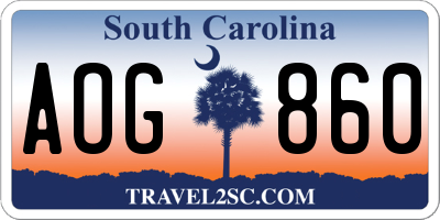 SC license plate AOG860