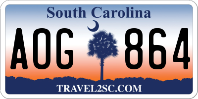 SC license plate AOG864