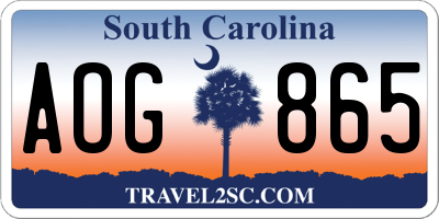 SC license plate AOG865
