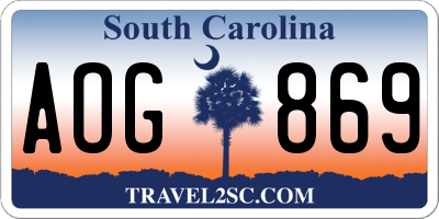 SC license plate AOG869