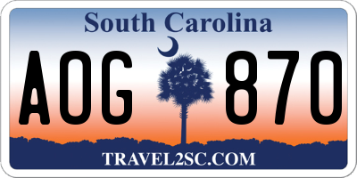 SC license plate AOG870
