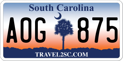 SC license plate AOG875
