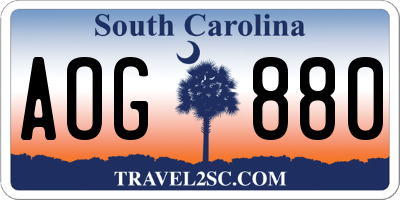 SC license plate AOG880