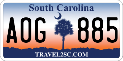 SC license plate AOG885