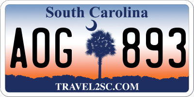 SC license plate AOG893