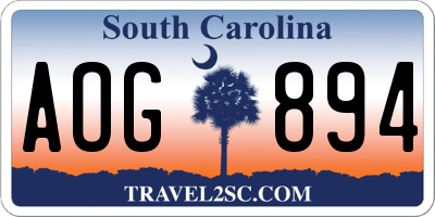 SC license plate AOG894
