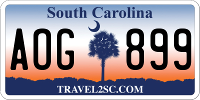 SC license plate AOG899
