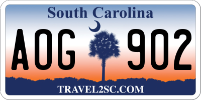 SC license plate AOG902