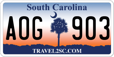 SC license plate AOG903