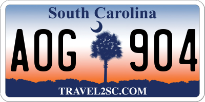 SC license plate AOG904