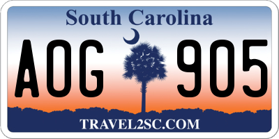 SC license plate AOG905