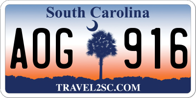 SC license plate AOG916