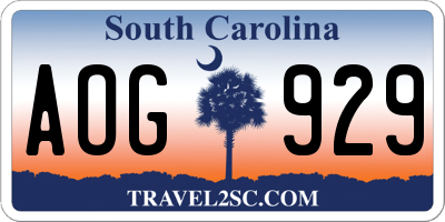 SC license plate AOG929