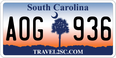 SC license plate AOG936