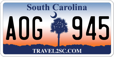 SC license plate AOG945