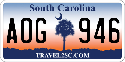 SC license plate AOG946