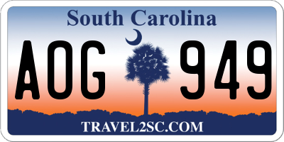 SC license plate AOG949