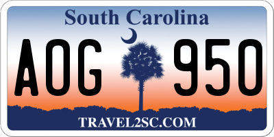 SC license plate AOG950