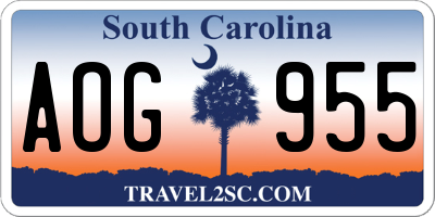 SC license plate AOG955