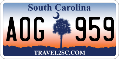 SC license plate AOG959