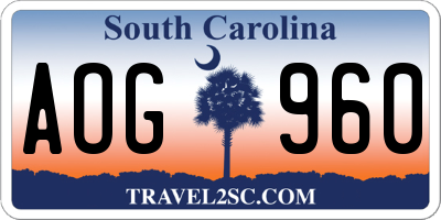 SC license plate AOG960