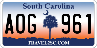 SC license plate AOG961