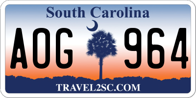 SC license plate AOG964