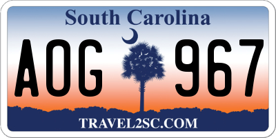 SC license plate AOG967