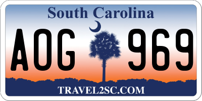 SC license plate AOG969