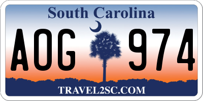 SC license plate AOG974