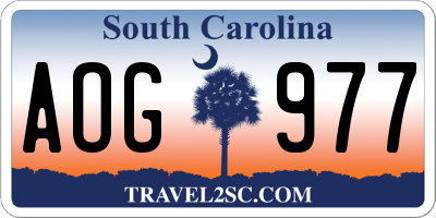 SC license plate AOG977