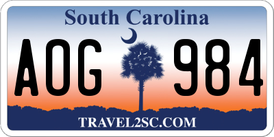 SC license plate AOG984