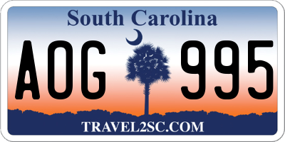 SC license plate AOG995