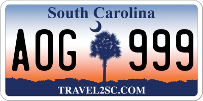 SC license plate AOG999