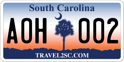 SC license plate AOH002