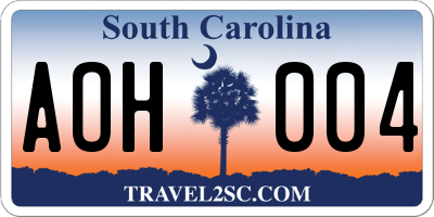 SC license plate AOH004