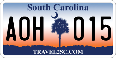 SC license plate AOH015
